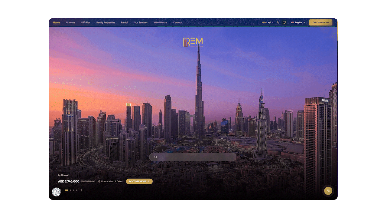 AI-Powered Real Estate Websites — animated preview.